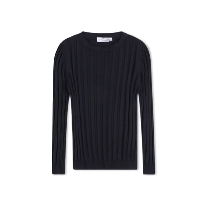 Ribbed Knit Sweater - Navy