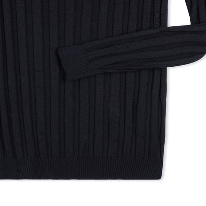 Ribbed Knit Sweater - Navy