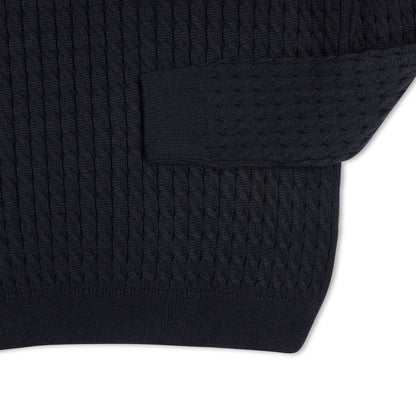 Cable Knit Sweater - Navy