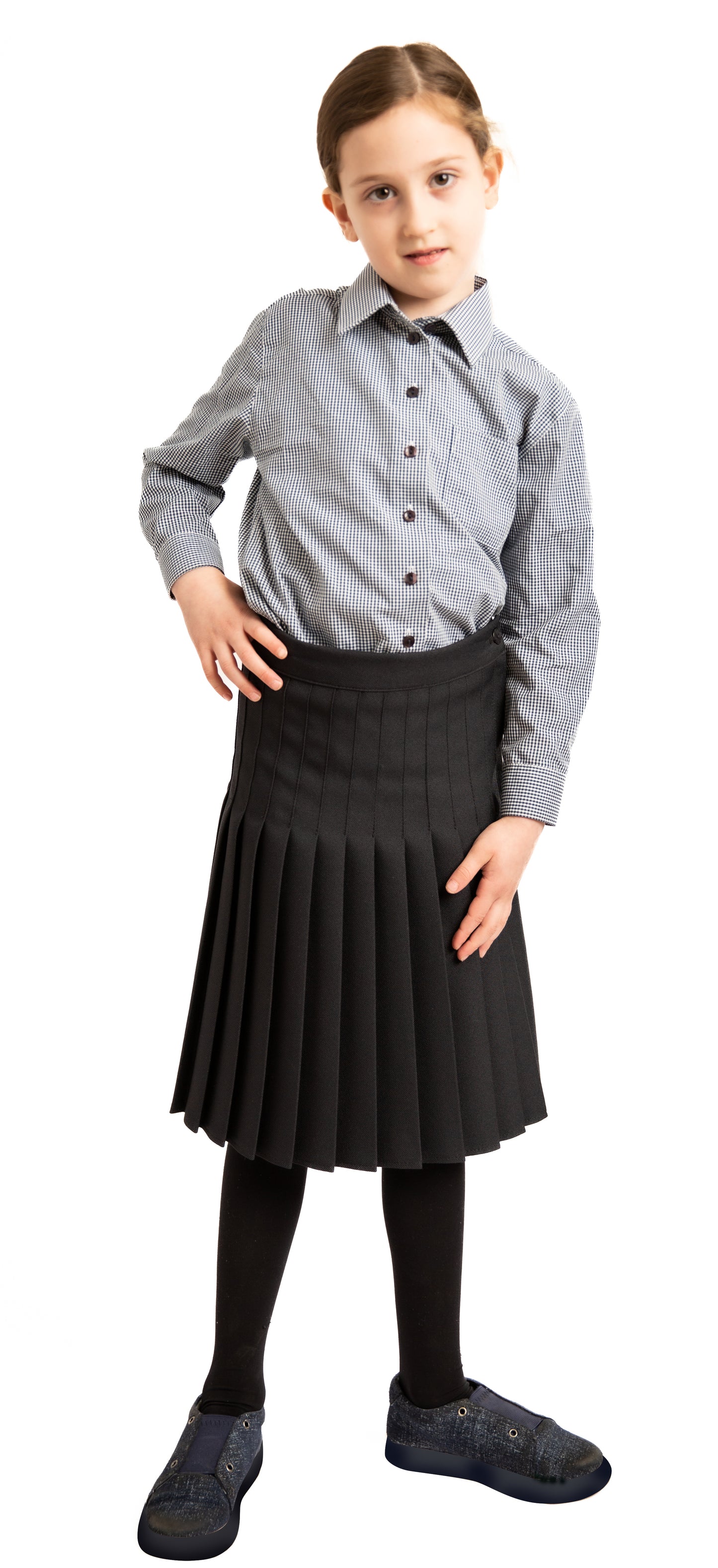 Navy Permanent Pleated Skirt - Narrow Pleats