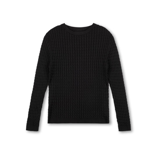 Black Cable Crew Neck Sweater