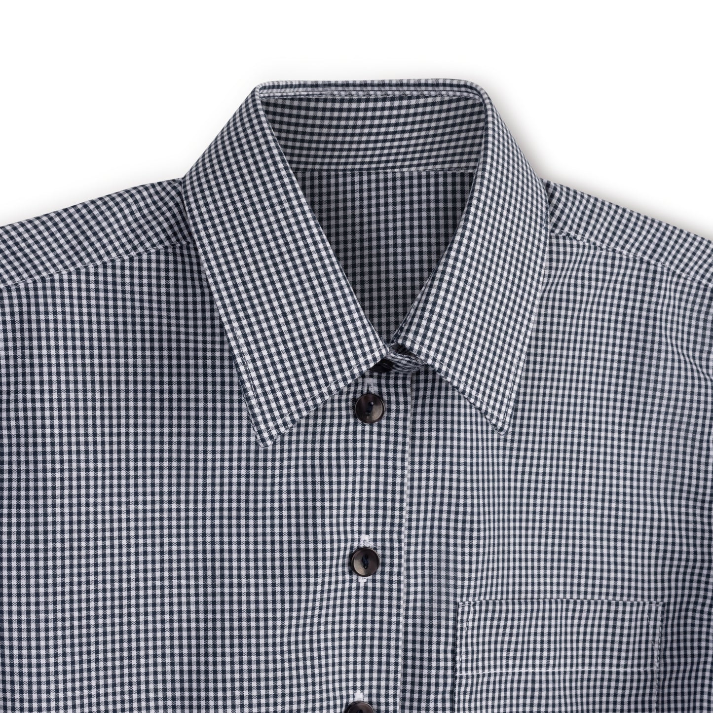 Navy & White Gingham Shirt - Wide Fit