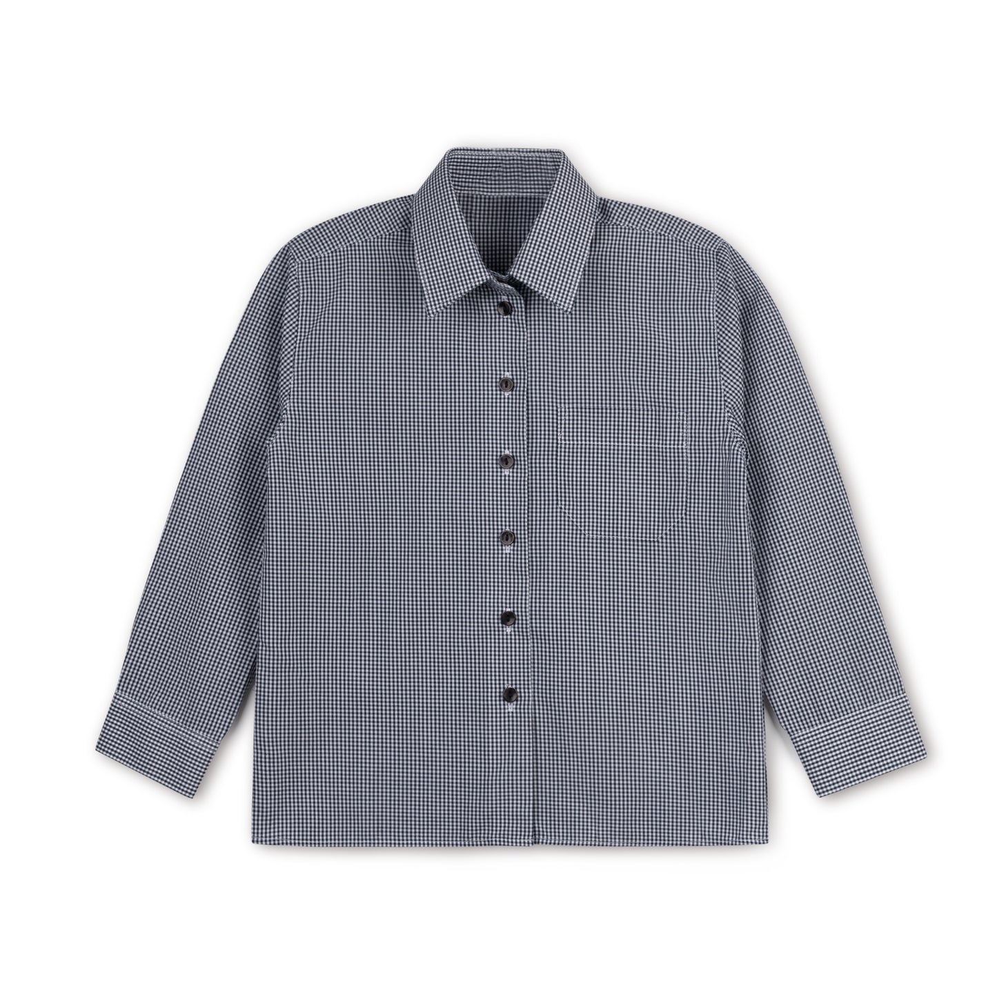 Navy & White Gingham Shirt - Wide Fit